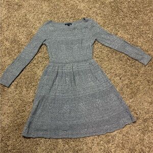 American Eagle Outfitters Grey Long-Sleeve Knit Fit & Flare Dress